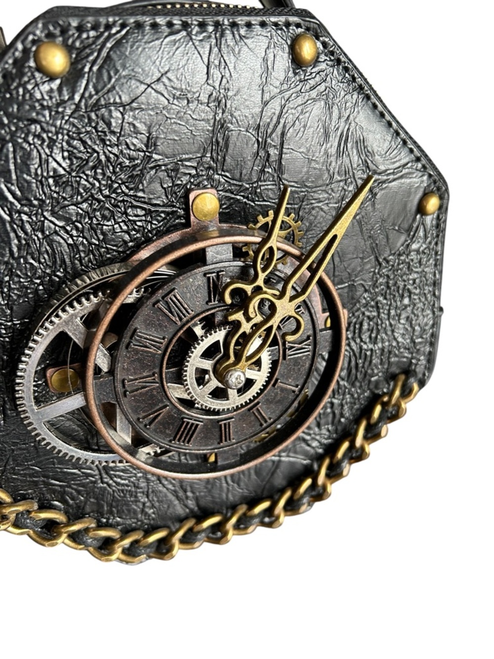 Black Steampunk Octagon Clock Face Handbag - great condition - Picture 4 of 9
